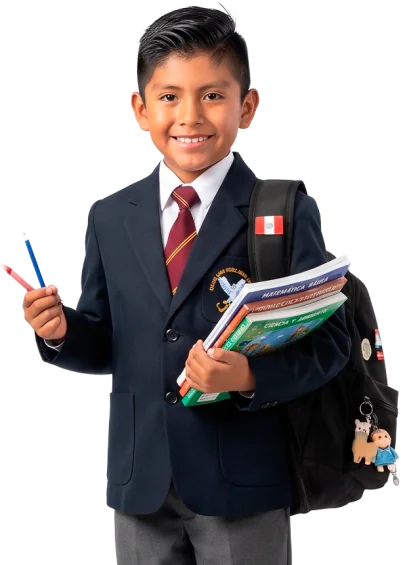 Estudiante con útiles escolares